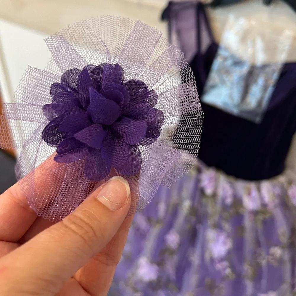Elisse dance costume, purple floral dramatic tutu, size large child - Picture 10 of 10